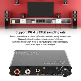 Digital to Analog Converter 3.5mm Coaxial Optical Converter DAC with Volume Control and Bass Adjustment, Supports 192kHz 24bit Sampling Rate