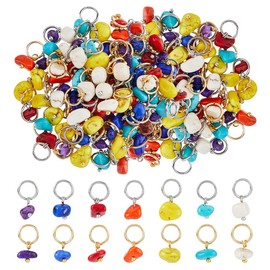 SUPERFINDINGS 84Pcs 14Style Natural Mixed Pendants Nuggets Gemstone Charms Crystal Stone Charm Pendant with Stainless Steel Golden & Silver Jump Ring for Earring Necklace Jewelry Making,12mm