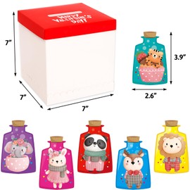 WorldBazaar DIY Valentines Day Mailbox for Kids Classroom Exchange Valentine Animal Cards Coloring Mailbox Crafts Valentine’s Day School Activities Game Holiday Party Favors