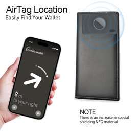 Slim RFID Blocking Wallet for Men – Genuine Leather Travel Wallet for Passport, Cards, Cash, with Smart Tracker Slot (Black)