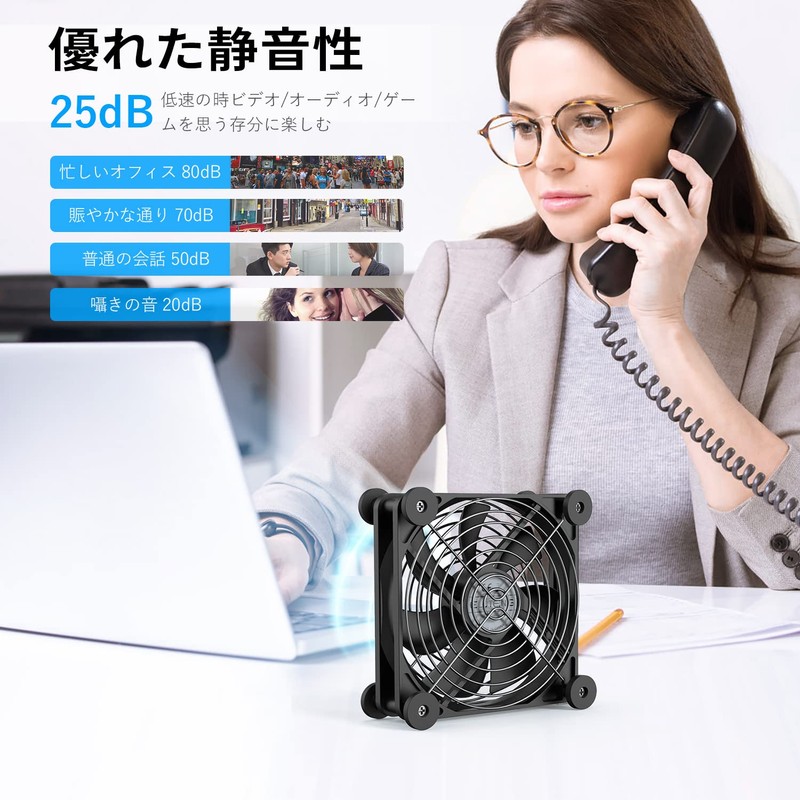 ELUTENG USB Fan, 4.7 inches (12 cm), Anti-Vibration Rubber Feet,