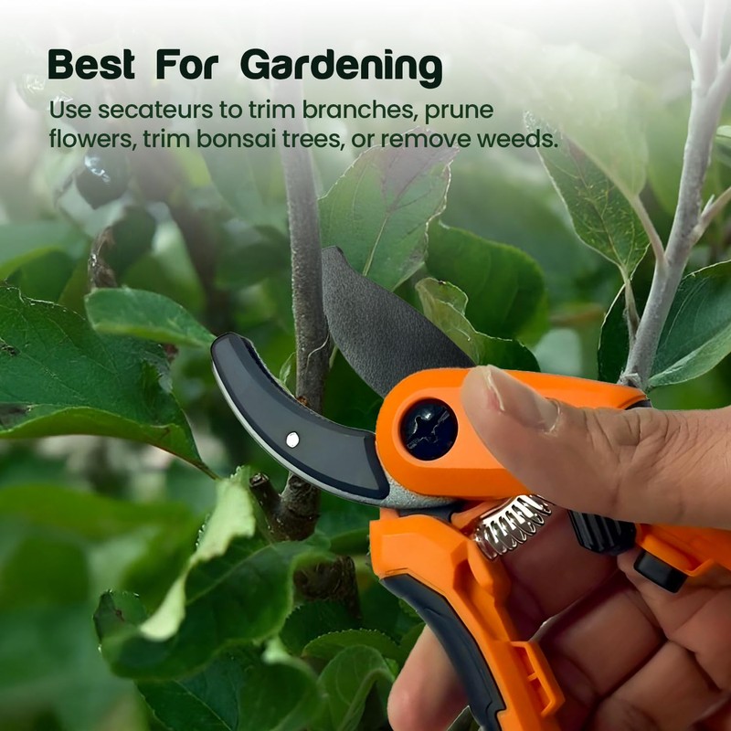 Garden Secateurs Pruning Scissors | Bypass Hand Secateurs with Ambidextrous
