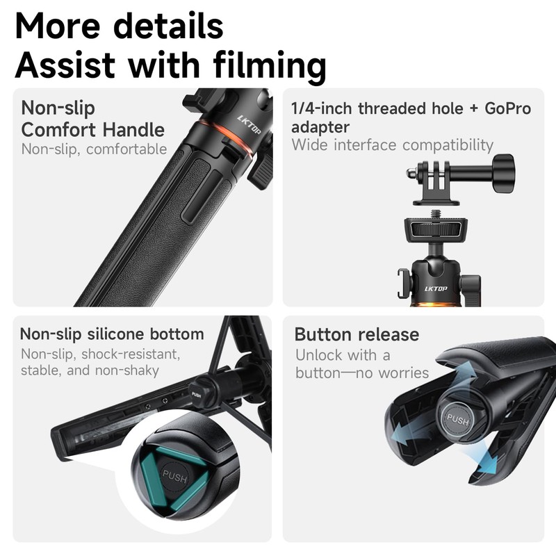 LKTOP Pocket 3 Tripod Selfie Stick for DJI Osmo Nano/360