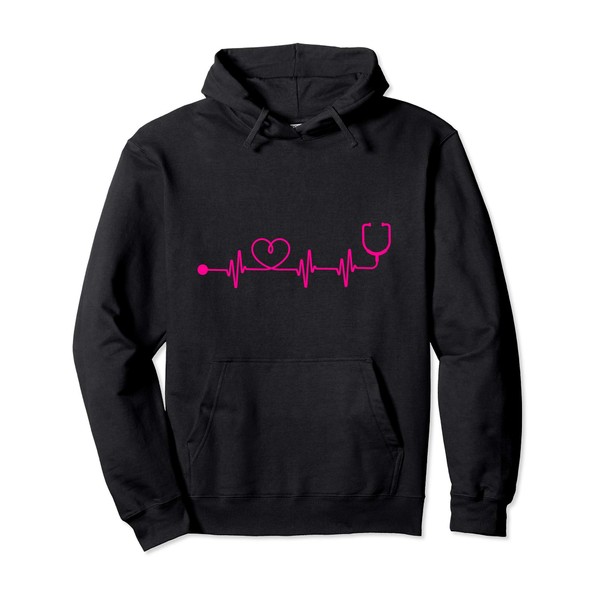 Nursing Health Student Stethoscope Love | Cute Design Gift Funny Gag Clothes Illustration Hoodie, black (black 19-3911tcx)
