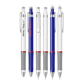 rOtring Rapid Mechanical Pencils - HB - 0.7mm - Pack of 6 - White & Blue Barrels - Rubber Grip - Twist Eraser - Refillable