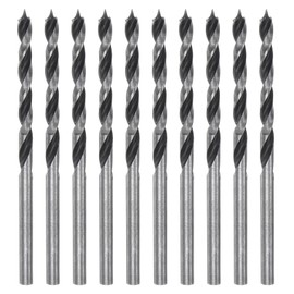 HARFINGTON 10pcs Brad Point Drill Bits 3mm (1/8") Dia Straight Round Shank Metric Brad Point Spiral Twist Drill Bits for Softwood Hardwood Plywood Plastic Rubber, Silver Tone