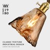 LUXWELL Modern Amber Glass Pendant Light, 6"x11.5" Floral Bell-Shaped Hanging