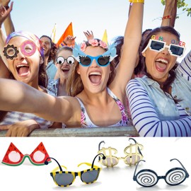 8 Pairs Funny Party Glasses Fancy Party Supplies Decoration Shark/Watermelon/Donuts/Dollars Funny Glasses, Novelty Party Bag Filler Fancy Dress Favors Creative Summer Beach Party Photo Booth Props