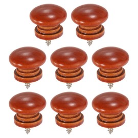 sourcing map 8Pcs Round Wood Drawer Knob, 1.1" x 0.98" Self-Tapping Solid Wood Handle Round Cabinet Knob Mushroom Shape Wooden Knobs for Furniture Dresser Wardrobe, Orange