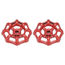 TOP-VIGOR 2Pcs Red Faucet Wheel Handle Valve, 6mm x 6mm Replacement Gate Valve Handle Wheel for Outdoor Faucet Hose Bibb, Wheel OD 58mm / 2.28 inch ABS