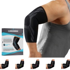 KINETIC EVOLUTION Elbow Brace for Men and Women, Stabilises and Supports Joint and Muscles, Compression Sports Bandage for Tennis Elbow, Golfer's Elbow, Sports and Joint Pain (L, Black)
