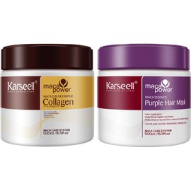 Karseell Kit Capilar con Mascarilla de Colágeno y Mascarilla Morada de 500 ml para Cabello Seco, Dañado o Decolorado