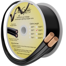 Mygatti 14/2 Low Voltage Landscape Wire 150 Feet, 14 Gauge Wire 2 Conductor Low Voltage Wire, Real 14 AWG Outdoor Direct Burial Electrical Wire, OFC, UV Resistance, 14ga Pro Landscape Lighting Cable