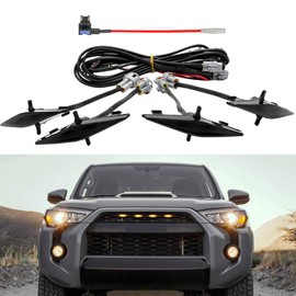 SEVEN SPARTA 4 PCS Grill Led Lights Compatible with Toyota 4Runner 2014-2024 TRD Pro Grille and 2014-2019 SR5, Premium, Limited, TRD Off-Road, Fuse and Instruction Included (Smoke Shell/Amber Light)