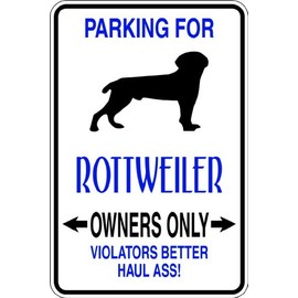 Parking for Rottweiler -Parking Signs - Picture Art - Peel & Stick Vinyl Wall Decal Sticker Size : 9 Inches X 18 Inches - 22 Colors Available