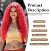 Curly Wig for Women, Hot Pink Wig, 26 inch, Synthetic