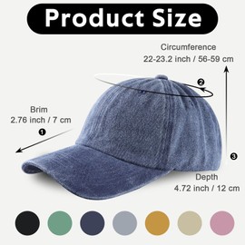 Yazikisa Vintage Washed Plain Baseball Cap Cotton Distressed Ball Caps Classic Golf Dad Hat Adjustable Snapback Hats Men Women Performance Athletic Workouts Activities Blue