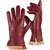 OCXMME Winter Gorgeous Leather Gloves for Women Warm Cashmere Lined
