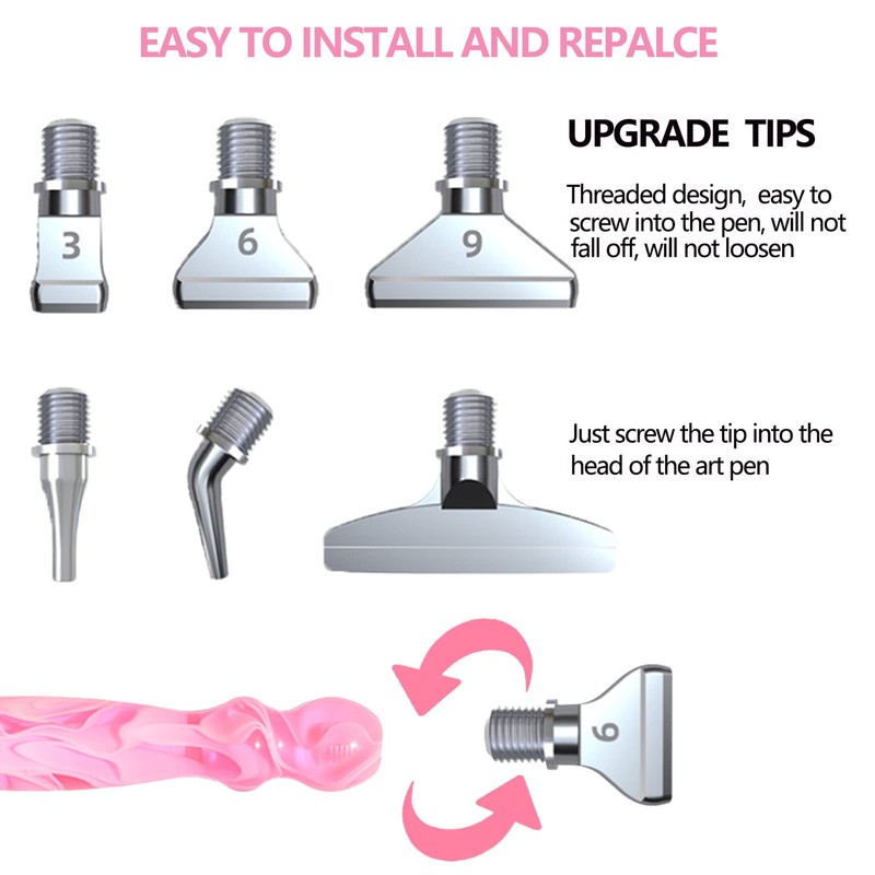 LIBIFUN 金属ねじ先端 ダイヤモンドペインティングペンキット ダイヤモンドアートペン チップ6本 接着剤粘土6個 5Dダイヤモンドペインティングアクセサリーツール DIYクラフト用 快適なグリップ 高速ドリルピンク