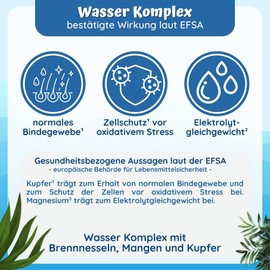 Water Complex - 180 Nettle Extract Capsules with Parsley Juniper Berries Dandelion Magnesium and Copper for Normal Connective Tissue - Without Chemical Drainage Tablets Strong from loodus