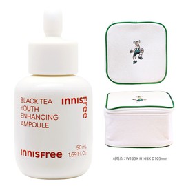 Innisfree Black Tea Youth Enhancing Ampoule 50ml + Play Green Cosmetic Pouch (Green) / 이니스프리 블랙티 유스 인핸싱 앰플 50ml+플레이그린 화장품 파우치 (그린)