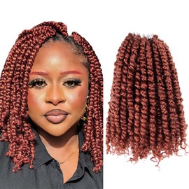 The BOHOBABE Crochet Passion Twist Hair Pretwisted 12 Inch Short Pre-looped Passion Twist Crochet Braiding Hair 8 Packs(350#)