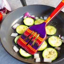 Baltique Waikiki Collection 12-1/2" Wooden Slotted Spatula, Safe for Nonstick