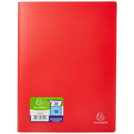 Exacompta - Ref 8515E - Soft PP Display Book - Suitable for A4 Documents, Made from Polypropylene, Lightweight, 10 Pockets, 20 Viewing Pages - Red Cover
