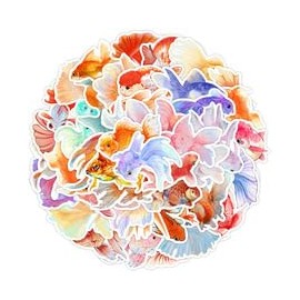 50PCS Cute Goldfish Stickers for Water Bottle,Notebook,Computer,Bumper,Bike,Guitar,Laptop,Suitcase,Cartoon Fish Waterproof Vinyl Sticker,Adults Girls Sticker,Ocean Animal Aesthetic Graffiti Decals