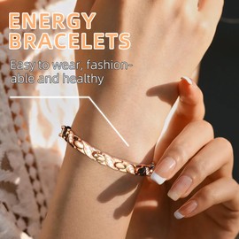 Women's Magnetic Bracelet, Titanium Magnetic Bracelets for Women, Adjustable Length with Sizing Tool Fashion Accessories, Stainless Steel Therapy Jewelry with Gift Box Adjustable Design (RoseGold)