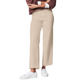 HBQ Womens Jeans Baggy Stretchy Pull On High Waisted Denim Wide Leg Trouser Pants Trendy-L-Cream