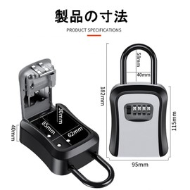 4 Digit Dial Key Box Security Key Box Key Holder Padlock with Detachable Shackle Key Box for Hang Door Knob Dial Wall Mount for Indoor/Outdoor/Garage/Garden/Store, Holds 3-4 Regular Keys Small