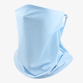 HeiDmai Unisex UV Face Shield Multipurpose Protector Neck Gaiter Elastic Face Mask Bandana with Ear Loops (1-Blue)