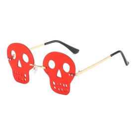 YAMEIZE Trendy Skull Rimless Sunglasses for Women Vintage Metal Frame Festival Rave Glasses