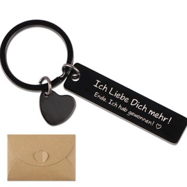 COLOFALLA Keyring Girlfriend Boyfriend with Envelope Valentine's Day Gifts for Him Favourite Person Gifts Anniversary Gift for Him I Love You More Valentains Day Gift, White