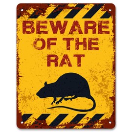 Print Crafted - Beware Of The Rat | Vintage Metal Garden Yard Warning Sign