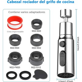 Aireador de Grifo, 3 Modos con 5 Adaptadores, Filtro de Agua para Grifo
