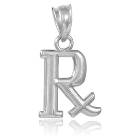 925 Sterling Silver Rx Prescription Symbol Charm Pendant