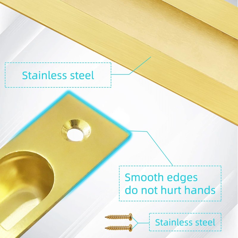 Pocket Door Handles,6 inch Recessed Flush Finger Pulls with Edge