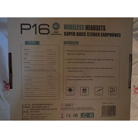 Picun P16 Foldable Super Bass Headphones, Wireless Bluetooth White/Silver