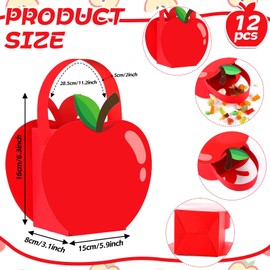 CHUNNIN 12PCS Red Apple Treat Boxes Back to School Party Decorations First Day of School Gift Boxes Teacher Appreciation Gift Apple Shaped Candy Paper Box for Students Teachers Classroom Decoration