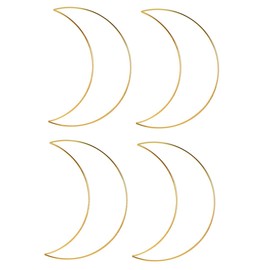 4 Pack Moon Shaped Dream Catcher 10 inches Metal Rings Gold Metal Hoops Macrame Ring for Craft, Macrame Wall Hanging Wedding Wreath Décor (Moon, 4 x 4inch)