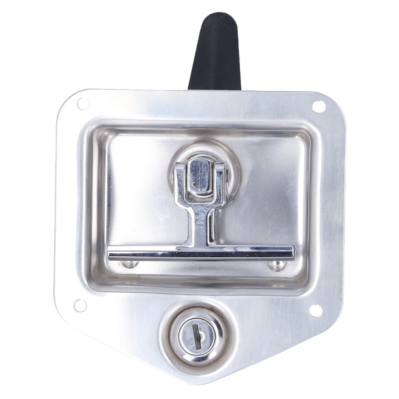 Trailer Door Latch T Handle with 2‑Key Stainless Steel Chrome