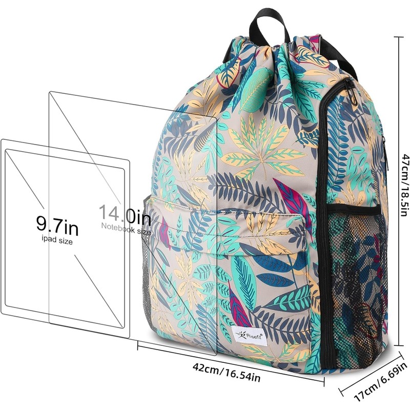 Risefit Drawstring Bag Waterproof Swim Bag Drawstring Gym Backpack Large
