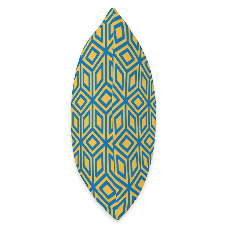 Yellow Blue Geometric Hexagons Cubes Squares Mesh Pattern Throw Pillow
