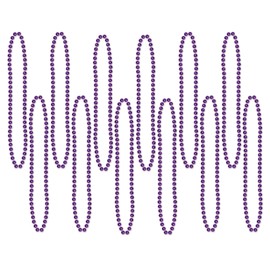 Beistle 12 Piece Plastic Mardi Gras Beads Necklaces Party Favors Supplies for Parades, Birthdays, New Year’s Eve Costume Accessory Photo Booth Props, 33", Purple