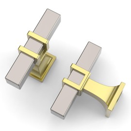 Coinkoly 10 Pack Gold and Brushed Satin Nickel Cabinet Knobs - Single Hole Drawer Knobs for Kitchen Cupboard - UK0012