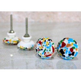 ESPLANADE Cupboard Drawer Door Acrylic Knobs - Set of 4 | Drawer Handles Cupboard Pulls Almirah Hooks | Acrylic Plastic - Diameter 4 cms (Multi)