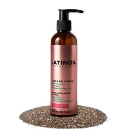 LATINOIL Crema para definir rizos – Aceite de semillas de chía acondicionador para cabello rizado, tratamiento anti encrespamiento y peinado, crema para mejorar los rizos rebotantes – producto natural claro – cuidado permanente del cabello – 8.1 oz