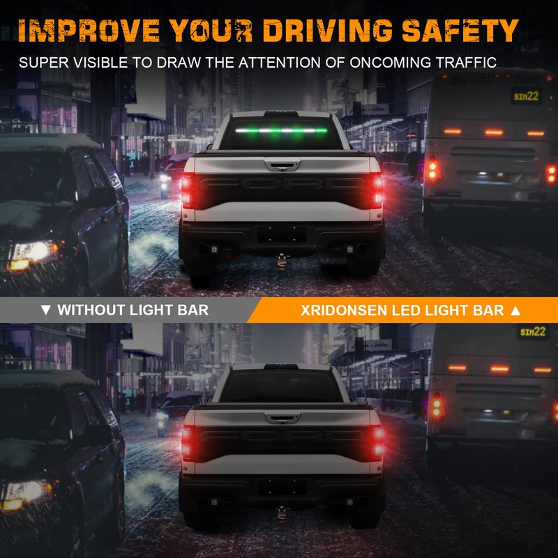 XRIDONSEN 35 inch Traffic Advisor Green White Emergency Light Bar